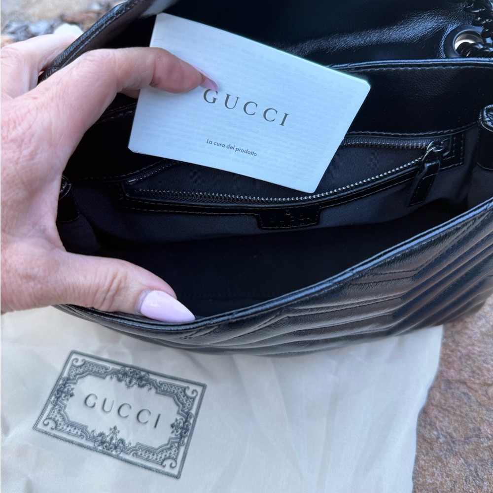 Black GUCCI marmont chevron Quilted shoulder stunning it Bag - Picture 9 of 10